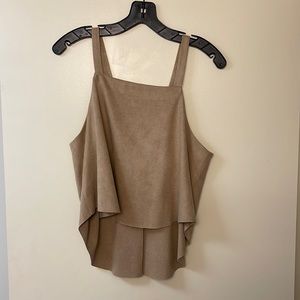 Faux suede tie up crop top